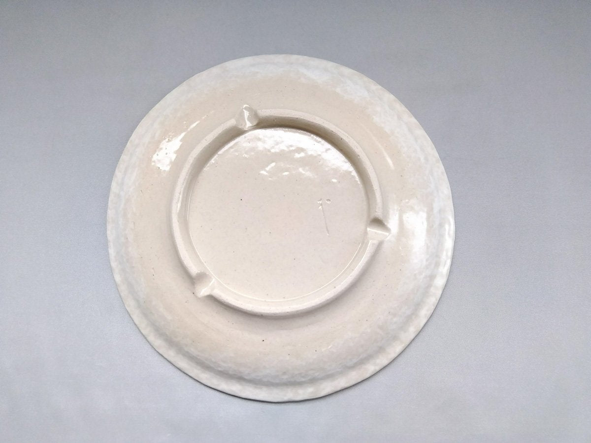 粉引地牡丹7.5寸丸皿 赤【加藤芳平】