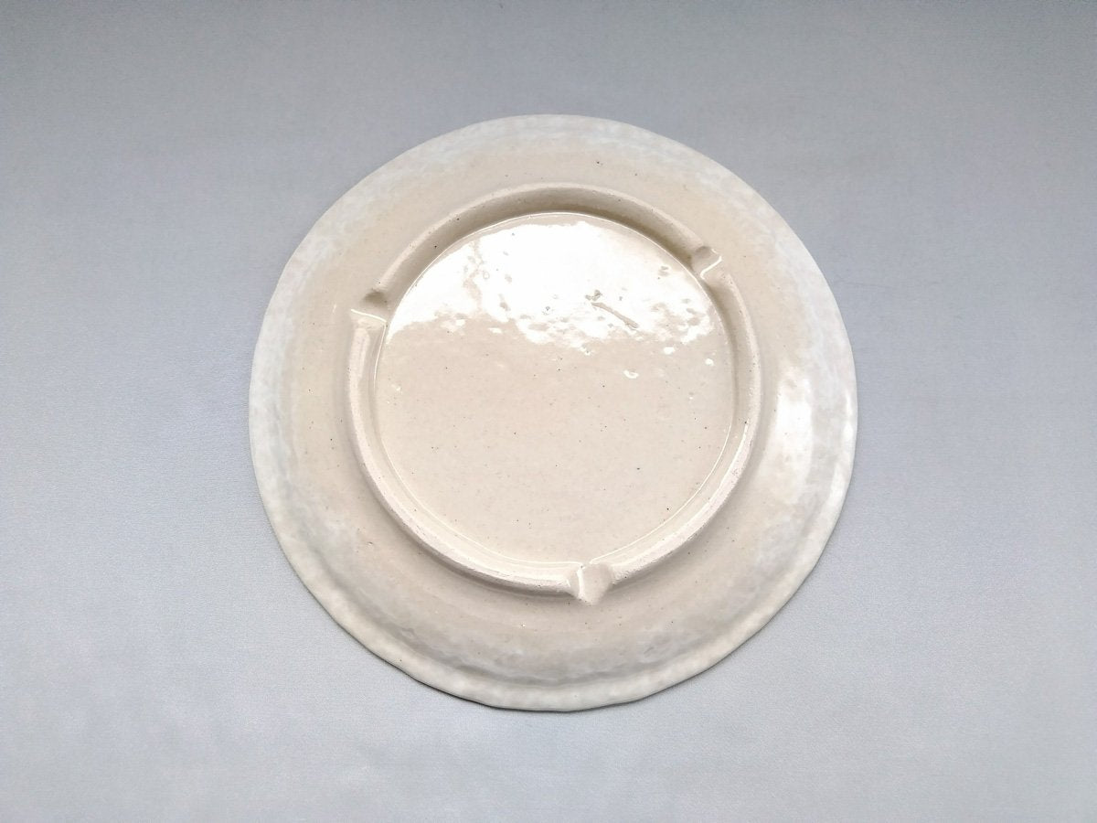 粉引地牡丹7.5寸丸皿 青【加藤芳平】