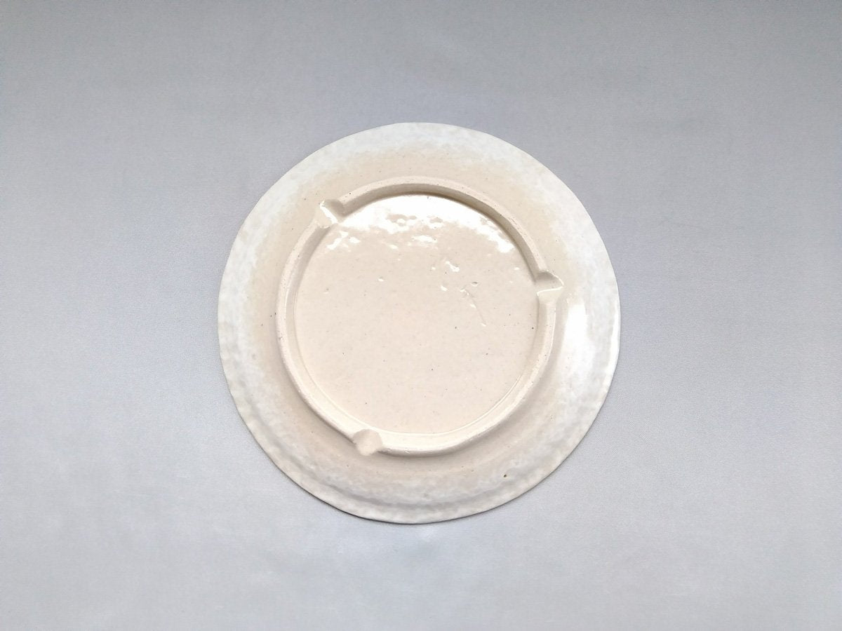 粉引地牡丹6.5寸丸皿 青【加藤芳平】