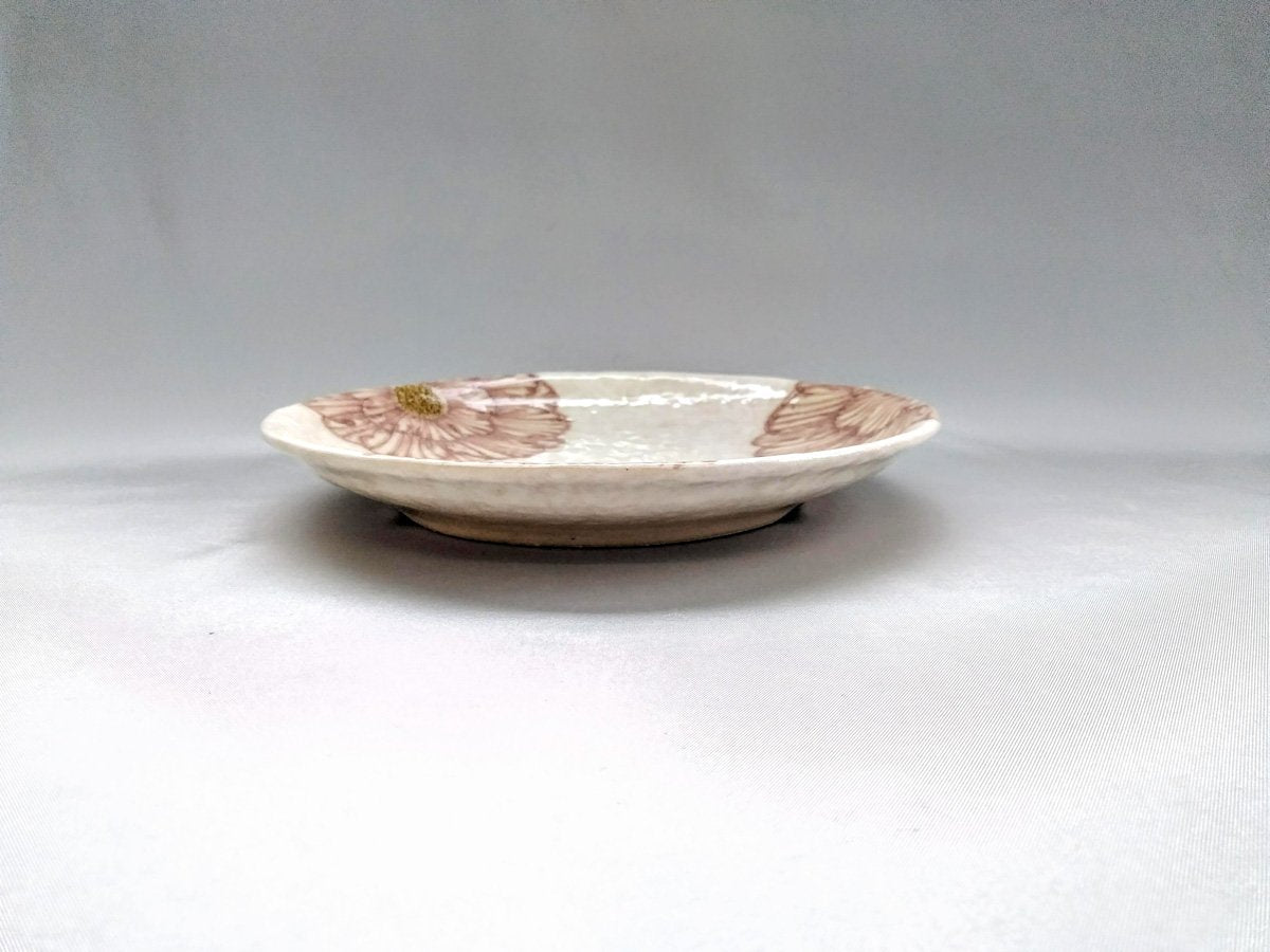 粉引地牡丹6.5寸丸皿 紫【加藤芳平】