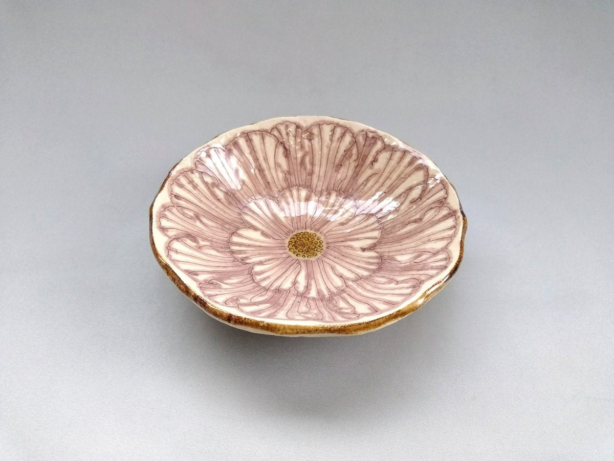 牡丹花5寸浅鉢 紫【加藤芳平】