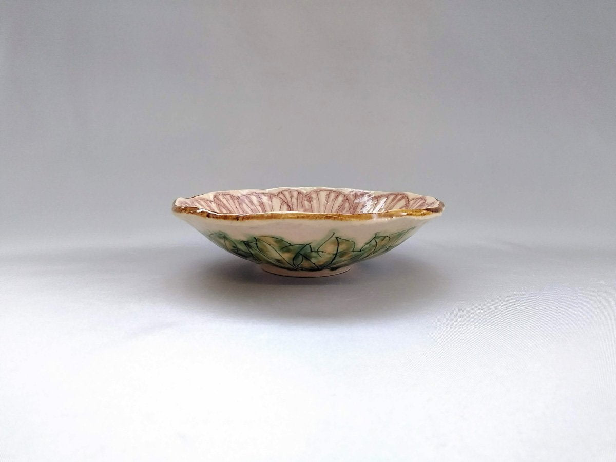 牡丹花5寸浅鉢 紫【加藤芳平】