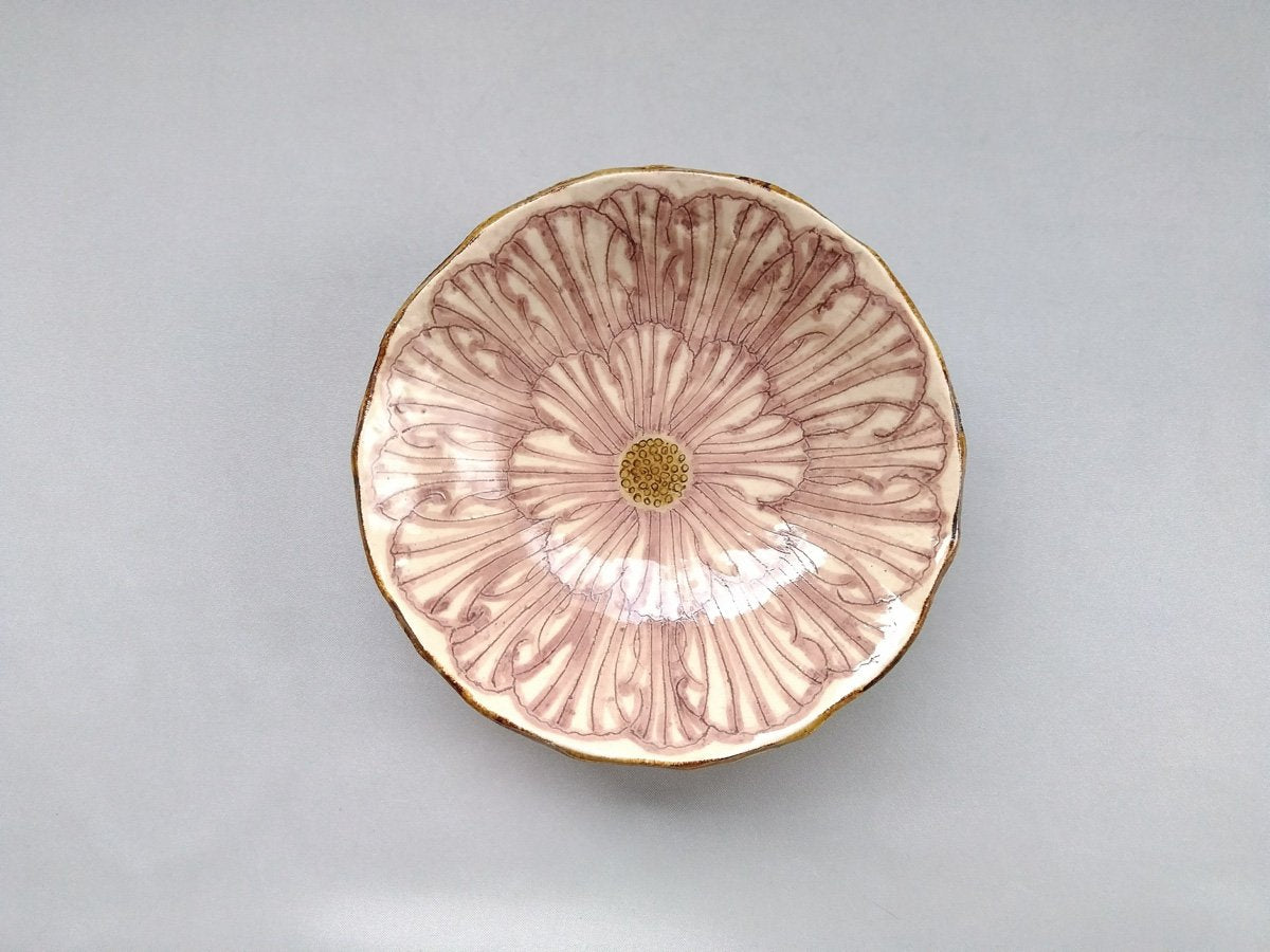 牡丹花5寸浅鉢 紫【加藤芳平】