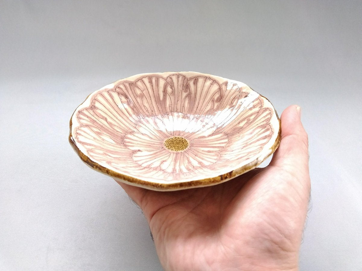 牡丹花5寸浅鉢 紫【加藤芳平】