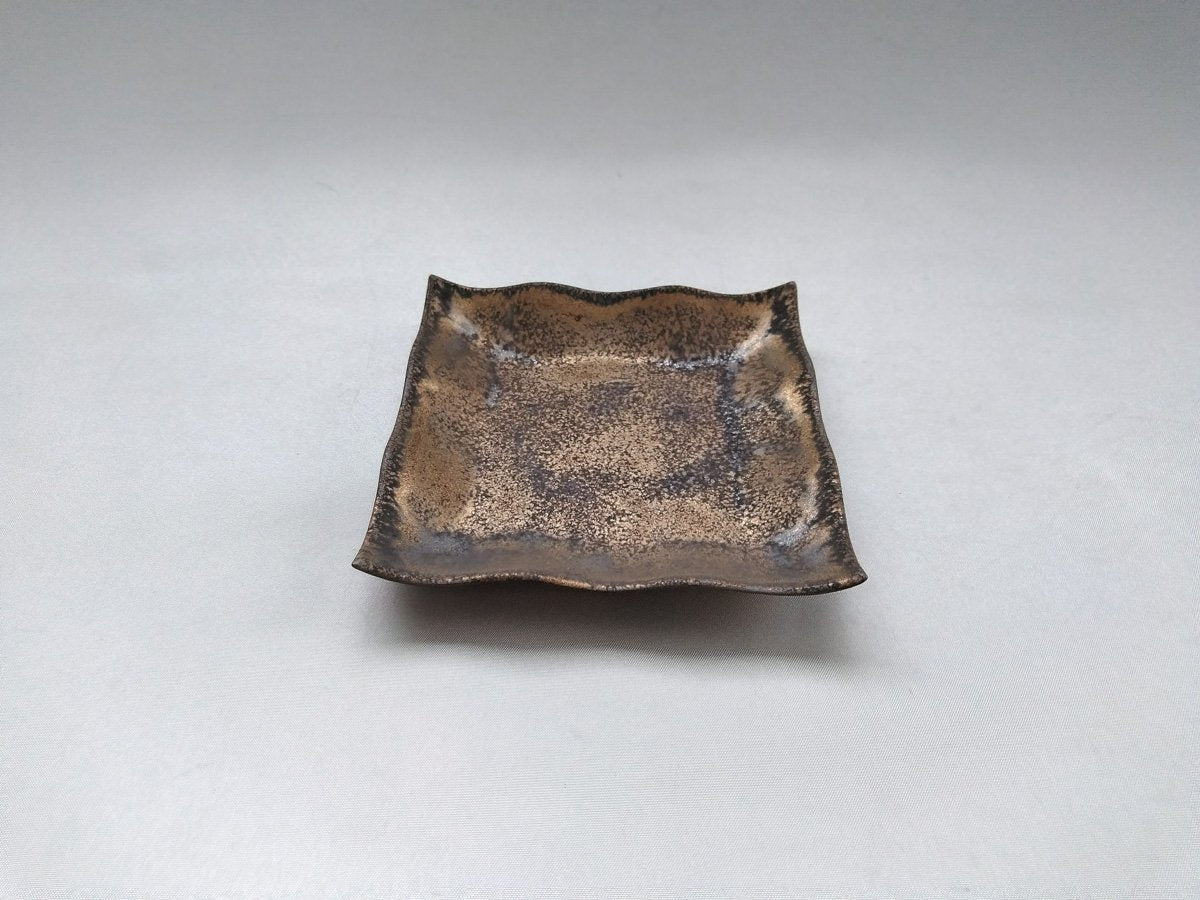 金泥釉角銘々皿 小【喜鶴製陶】