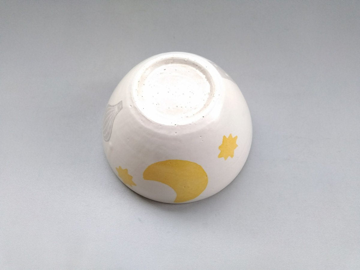 和紙染グレー黄メルヘン深ボウル【安見工房】