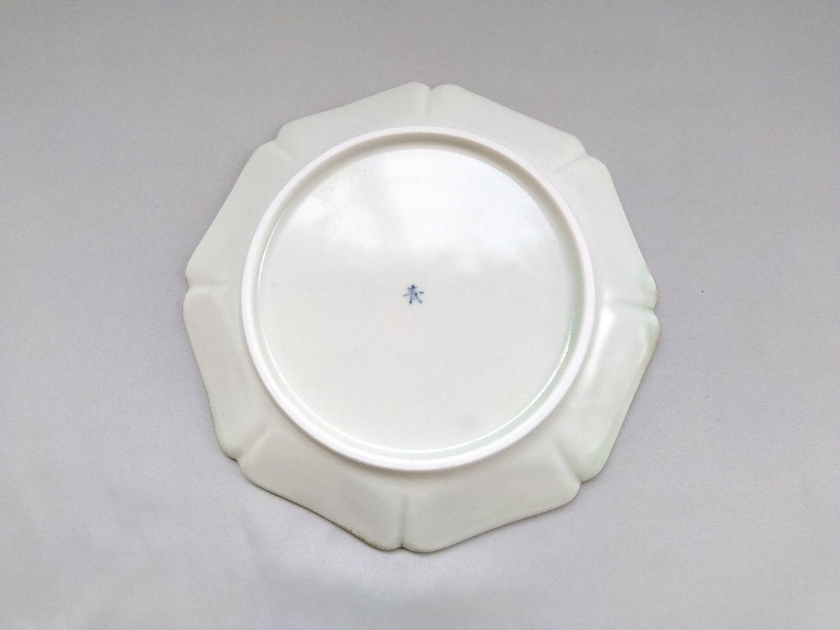 渕錆灰釉八方7寸皿【陶房青】