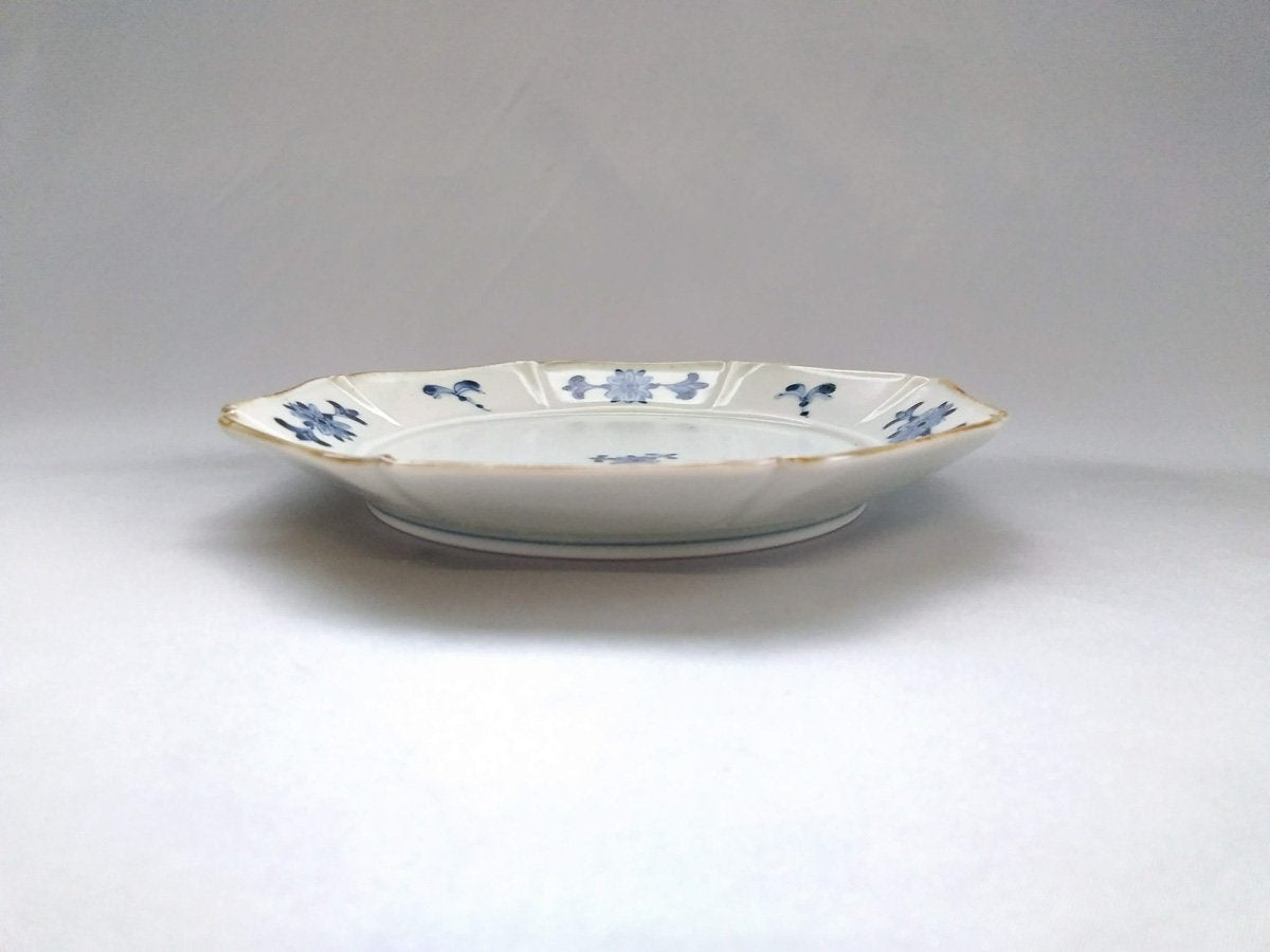 古染花八方7寸皿【陶房青】