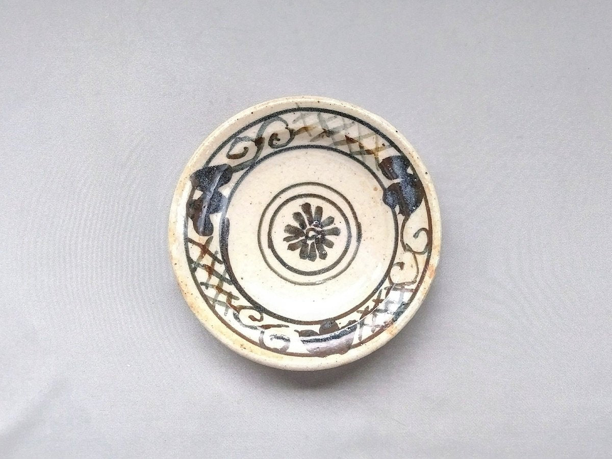 弥七田格子花紋4.5寸皿【佐藤和次】