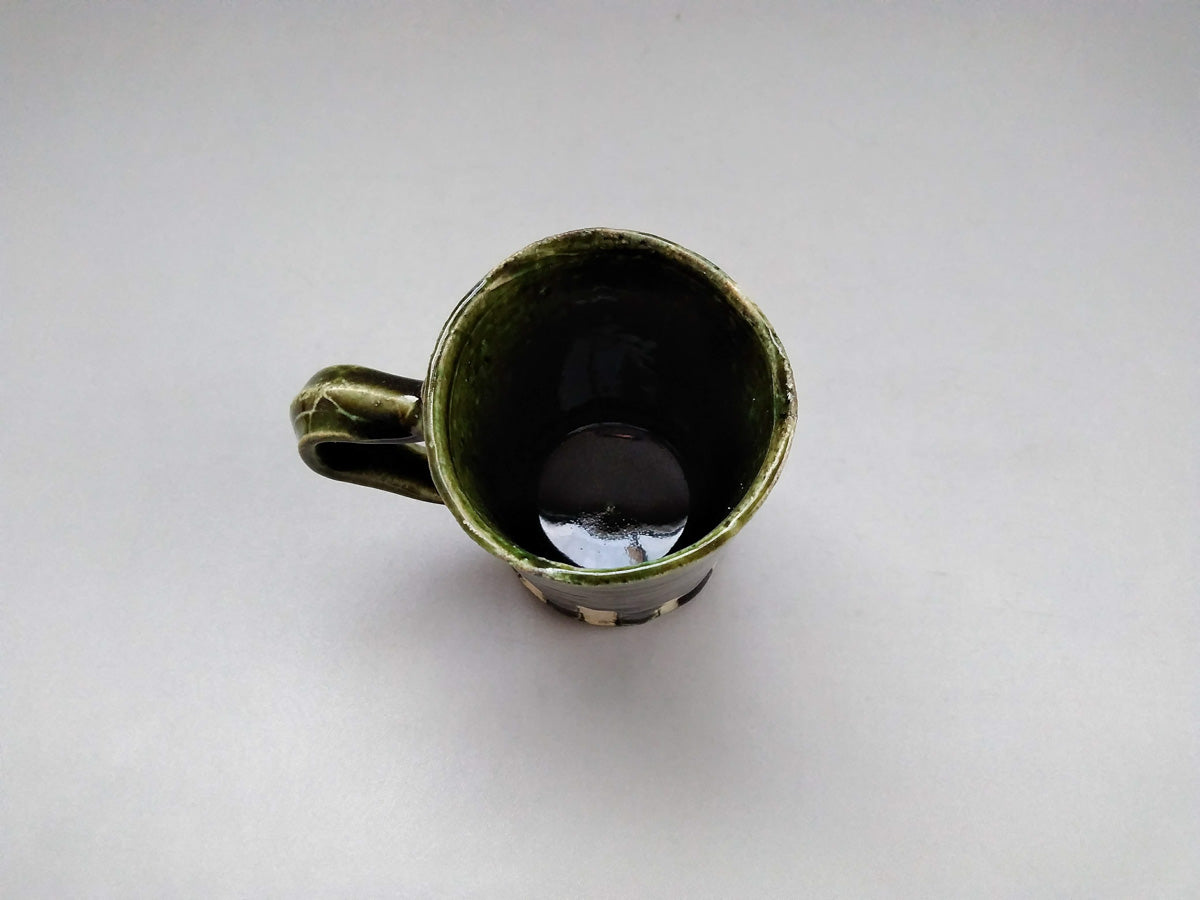 織部白抜チェック筒マグ【山本一仁】