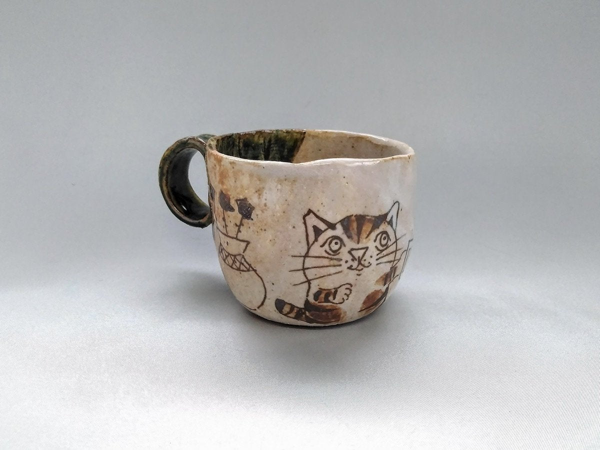 織部ポットネコマグ【佐藤大士】