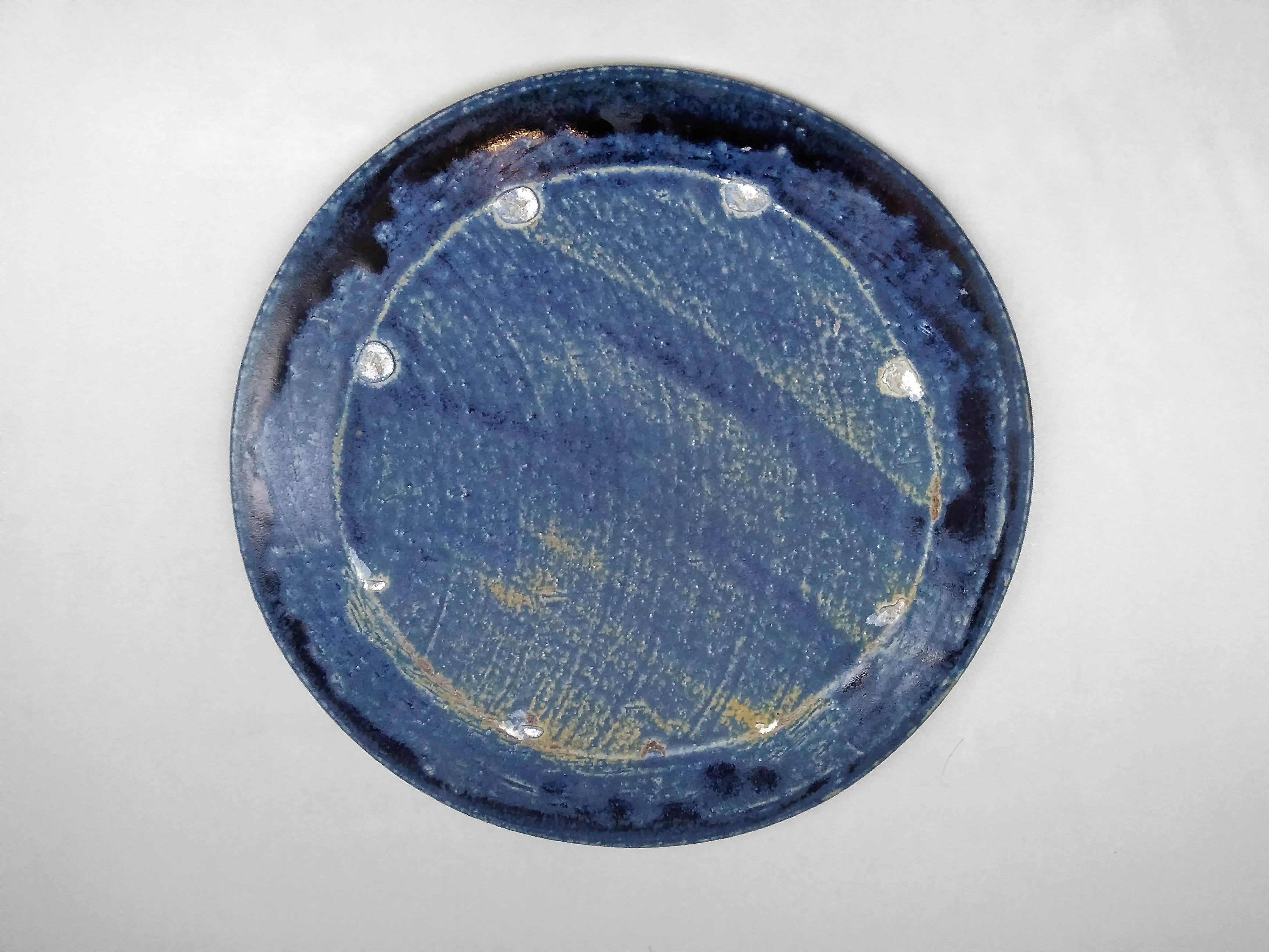 紺碧釉ディナー皿【山本一仁】