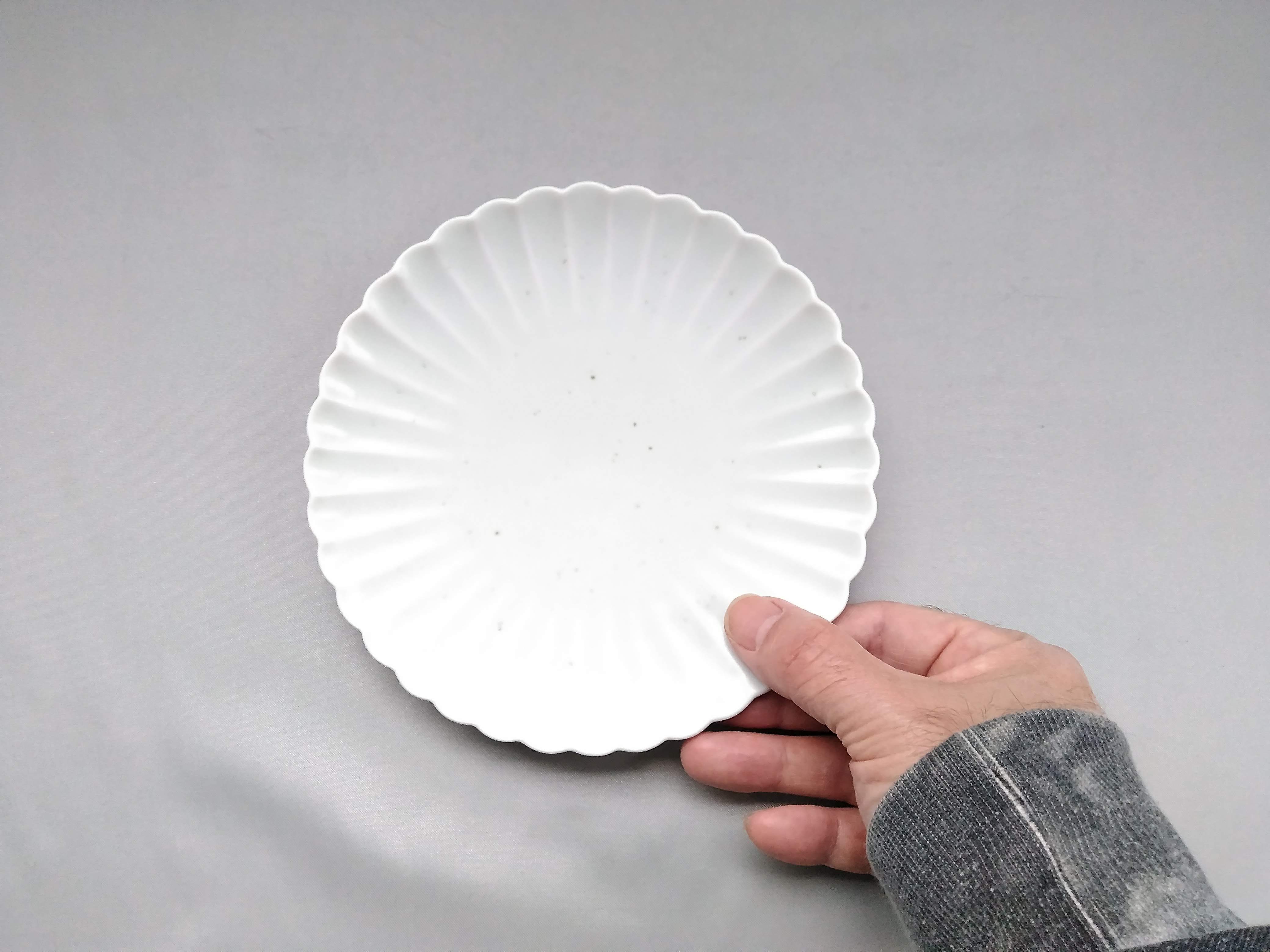 緑白磁菊割16cm皿【やま平窯】