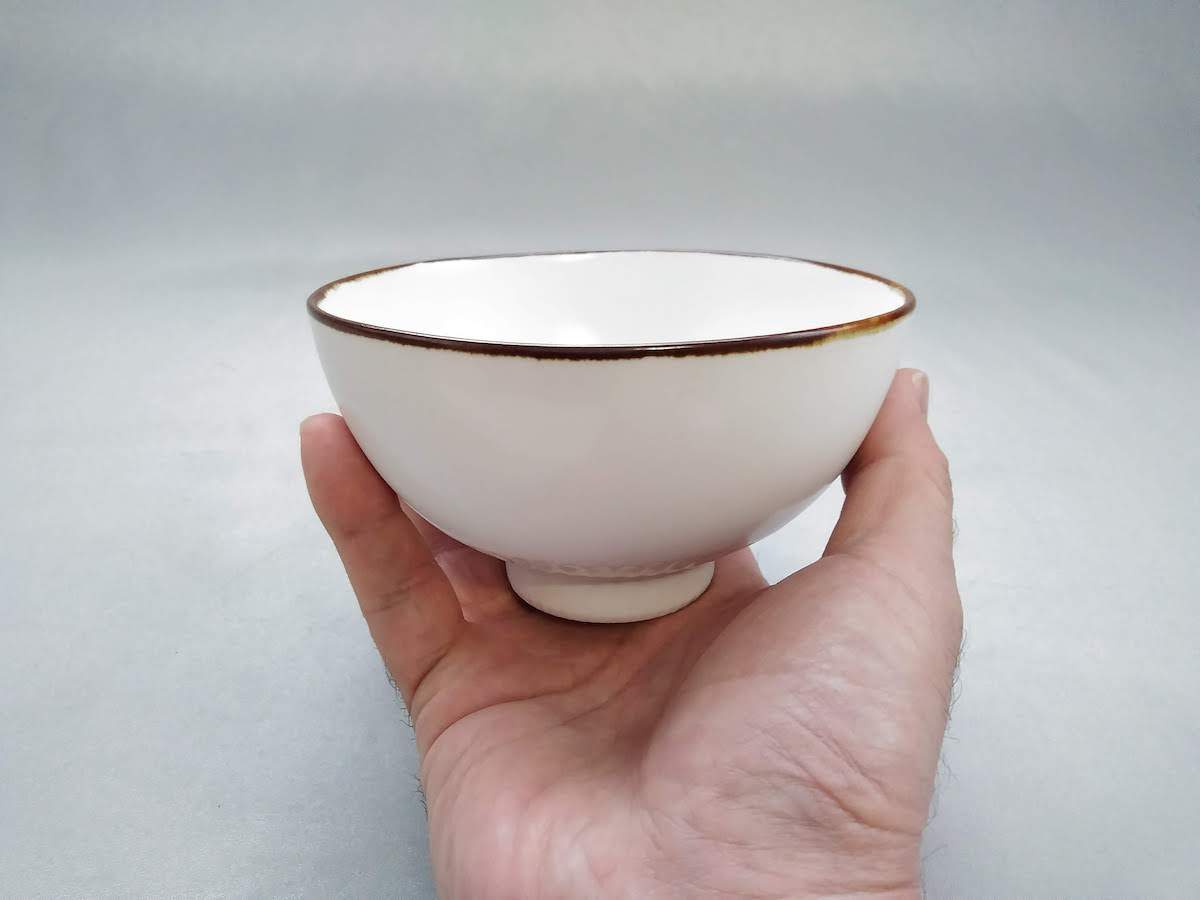 しのぎ飯碗大渕サビ白マット【皓洋窯】