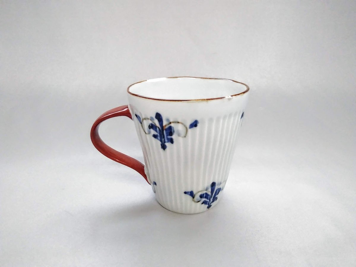 しのぎマグカップリーヴス赤【皓洋窯】