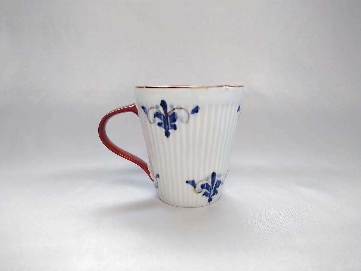 しのぎマグカップリーヴス赤【皓洋窯】