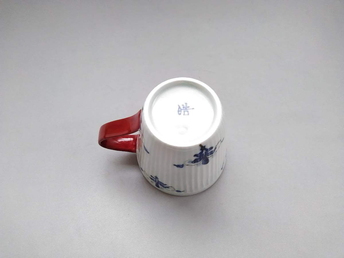 しのぎマグカップリーヴス赤【皓洋窯】