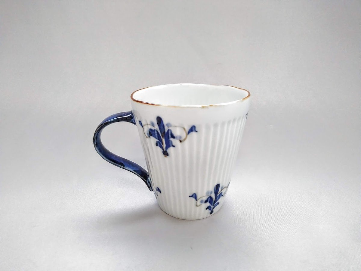 しのぎマグカップリーヴス青【皓洋窯】