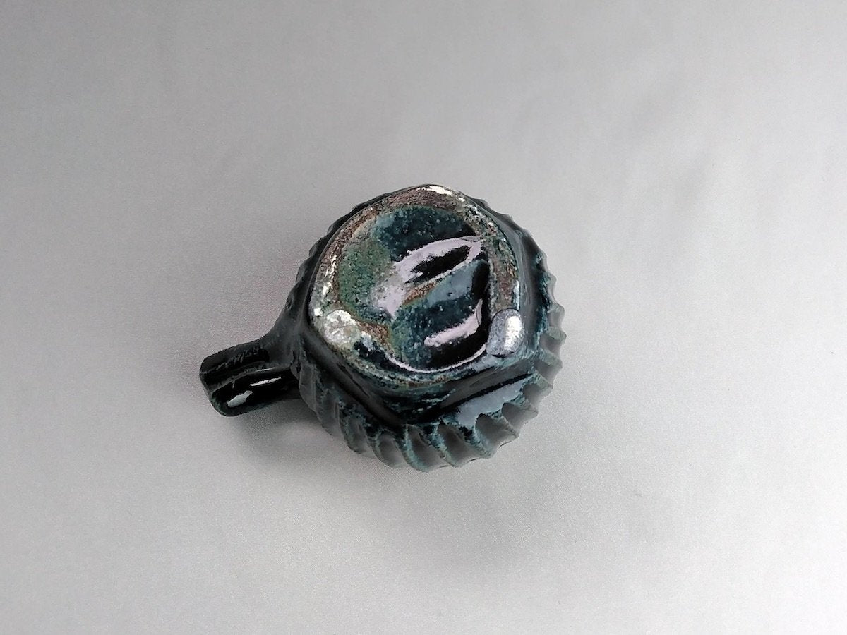 藍釉しのぎ丸マグ【山本一仁】