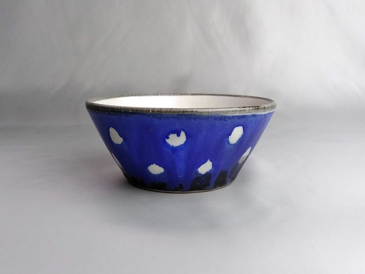 青ドット切立4.5寸鉢【大友辰雄】