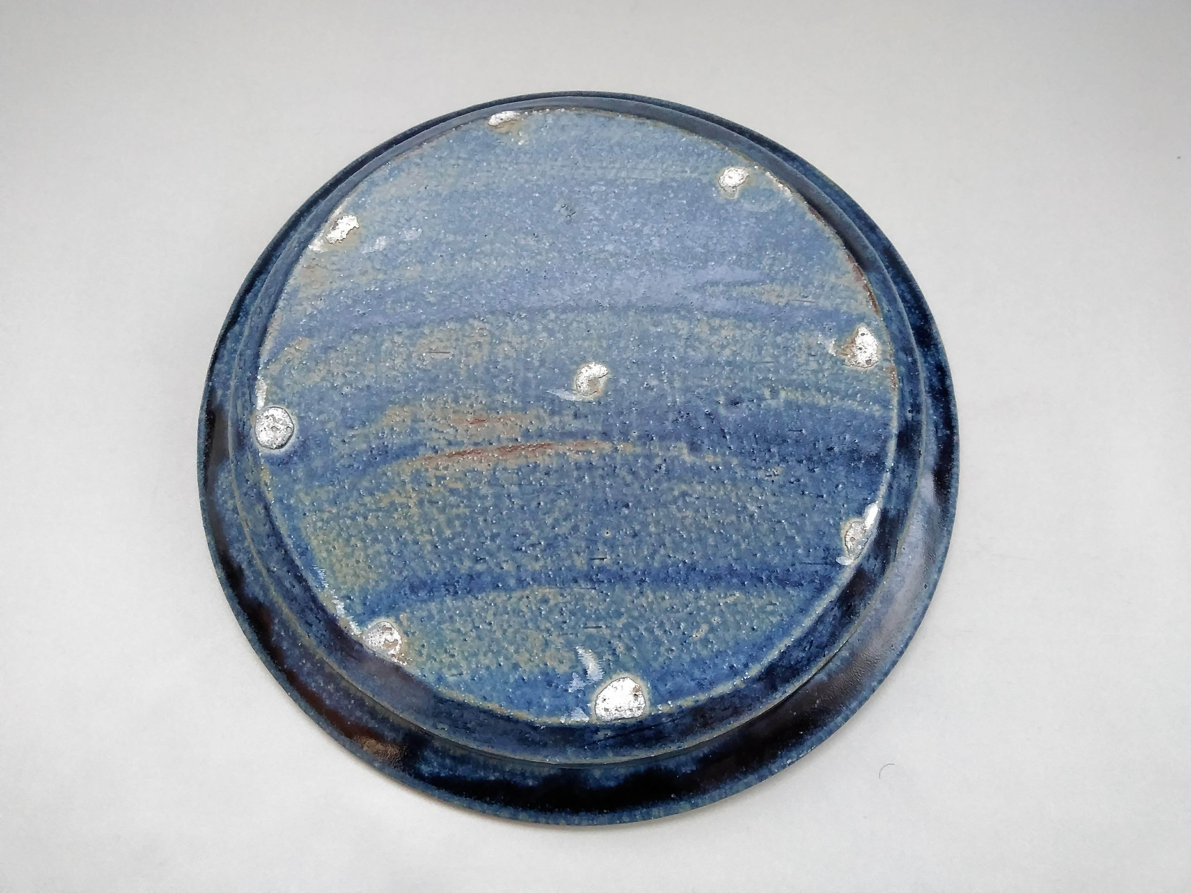 紺碧釉リムディナー鉢【山本一仁】