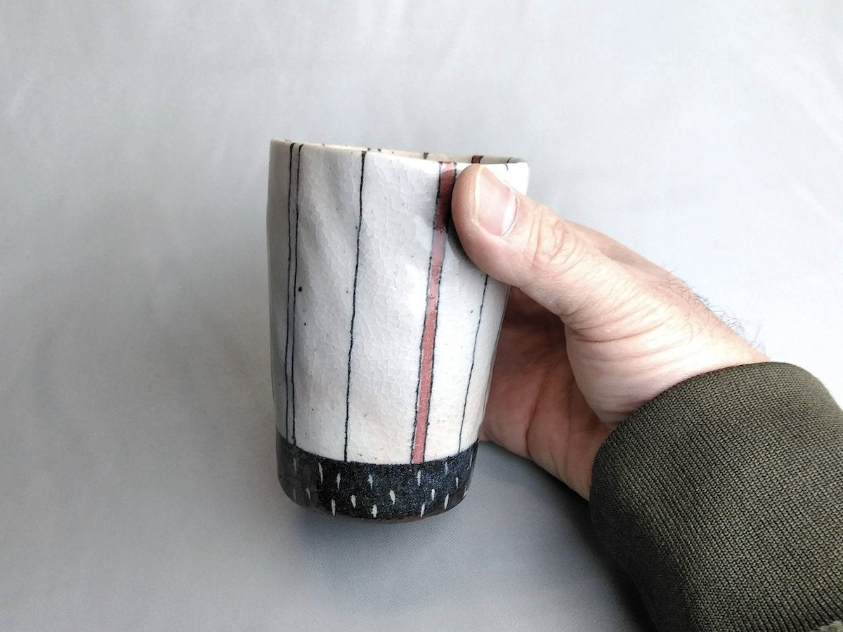 三色十草フリーカップ赤【佐藤正士】