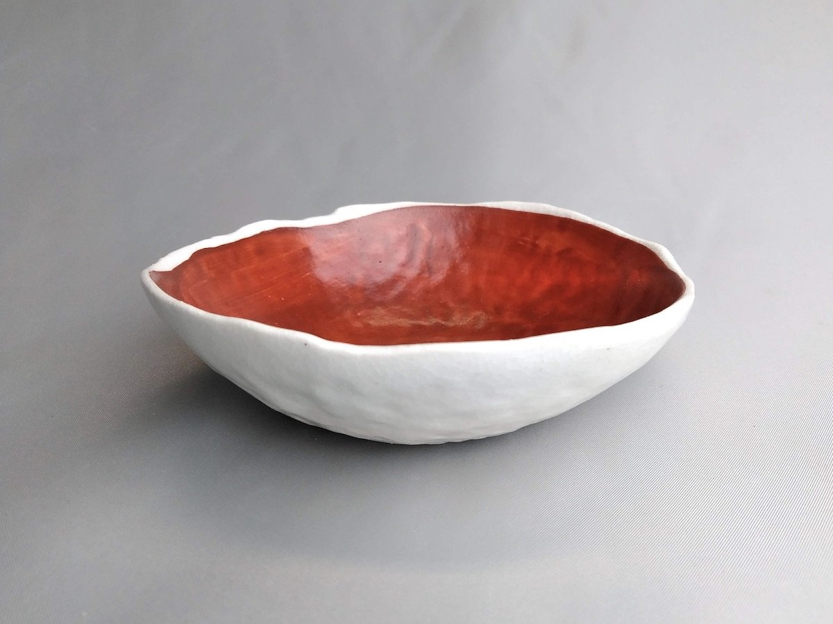 赤絵椿変形小鉢【日比野正明】