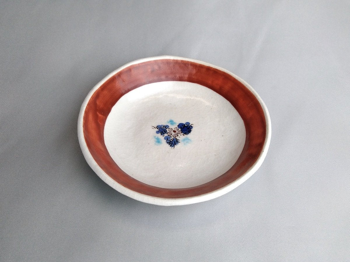 渕朱見込更紗4寸皿【日比野正明】