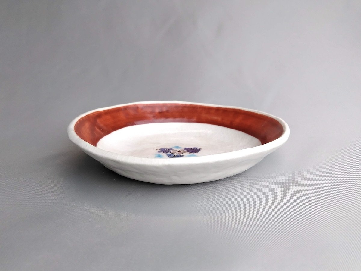 渕朱見込更紗4寸皿【日比野正明】