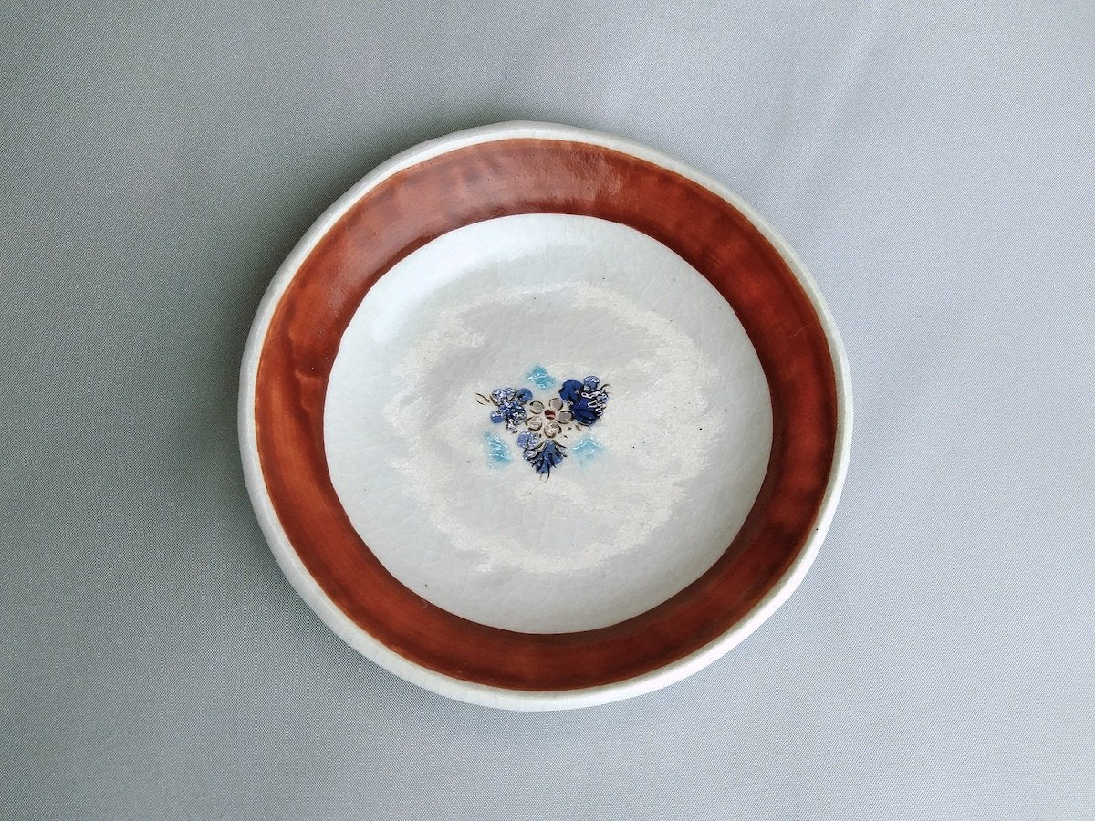 渕朱見込更紗4寸皿【日比野正明】