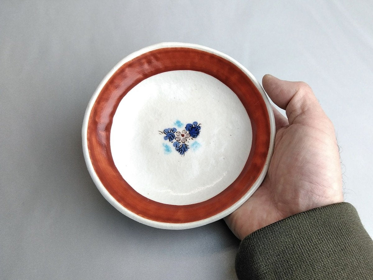 渕朱見込更紗4寸皿【日比野正明】