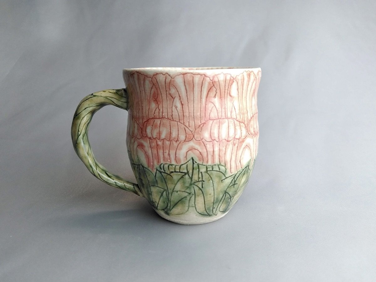 牡丹花マグ赤【加藤芳平】