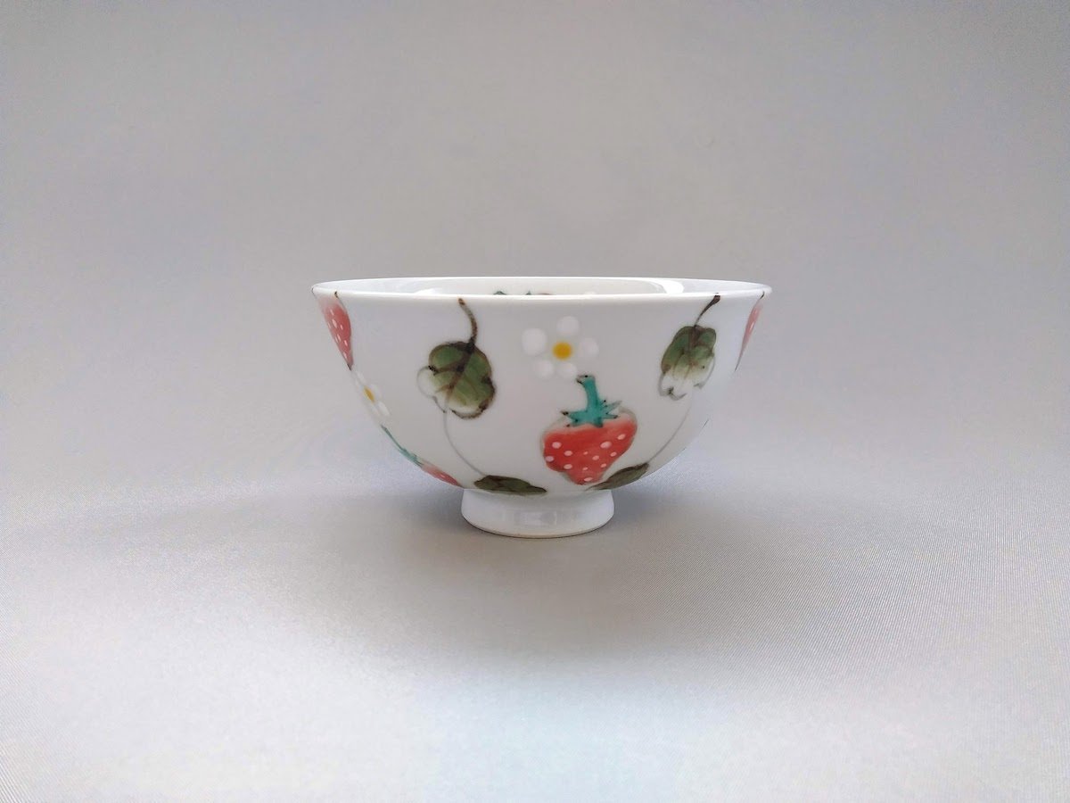 水彩苺飯碗 小【徳七窯】