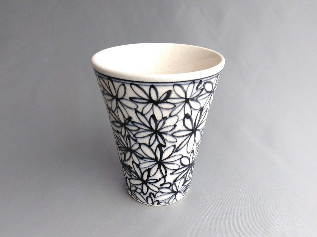 花詰フリーカップ青【喜鶴製陶】