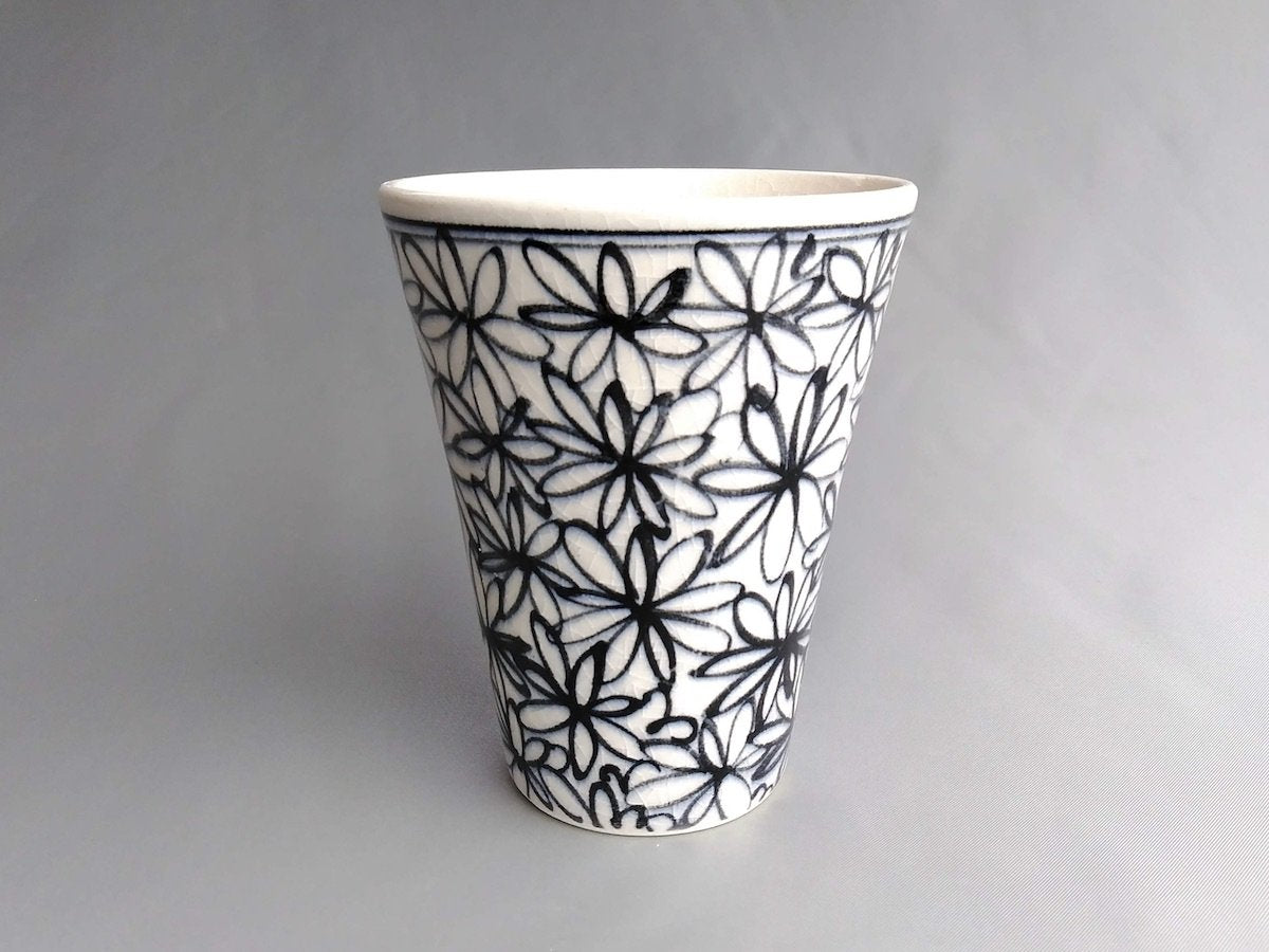 花詰フリーカップ青【喜鶴製陶】