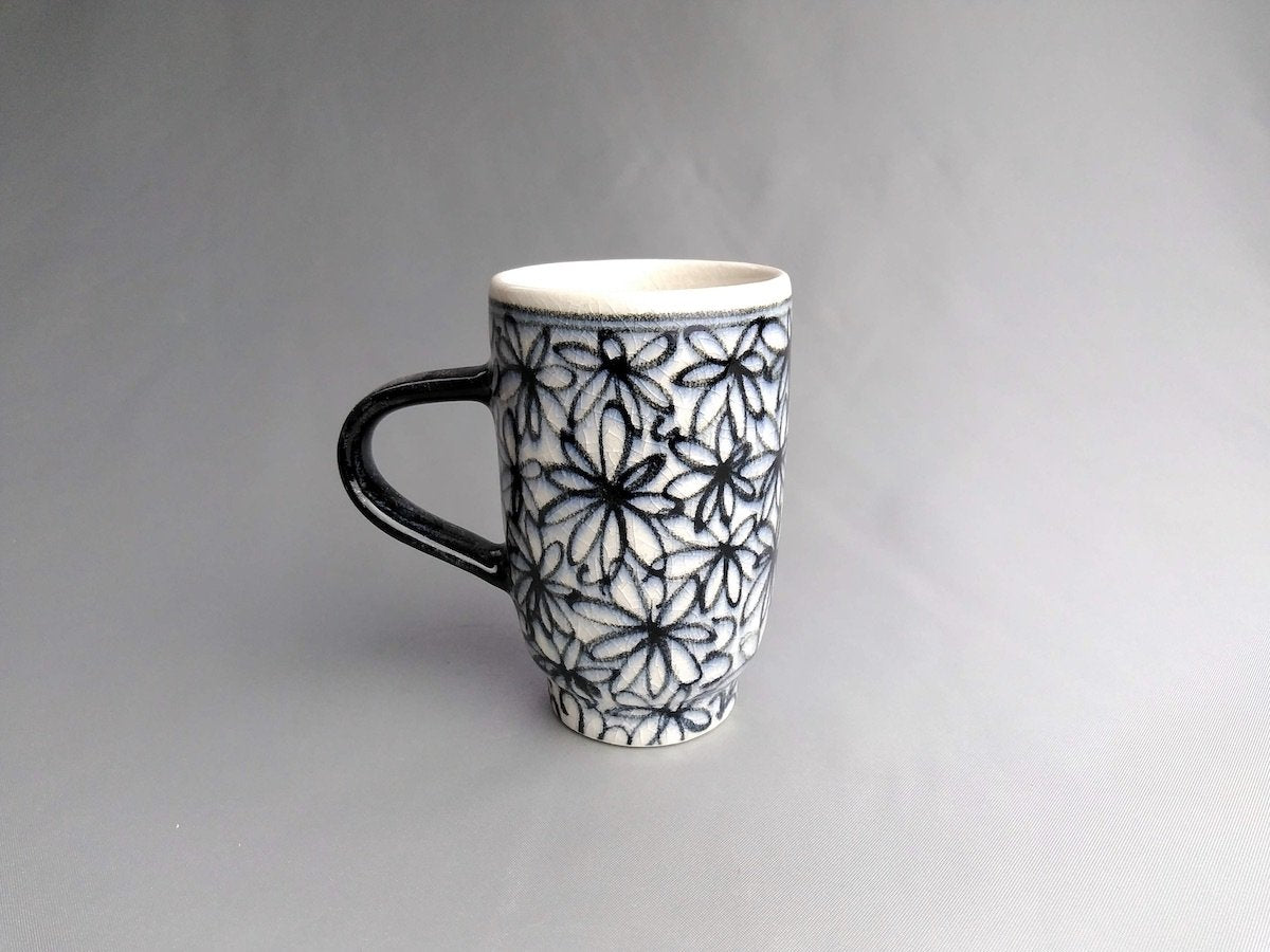 花詰手付筒形湯呑青【喜鶴製陶】