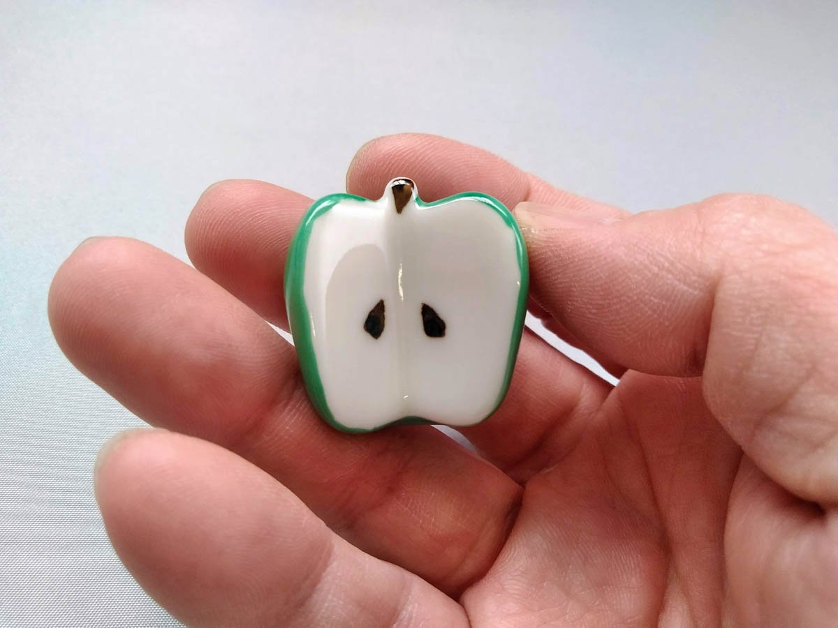 錦りんご箸置き 緑 【皓洋窯】