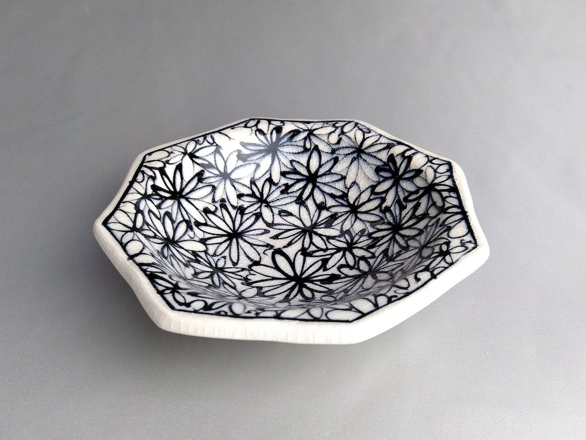 花詰八角小皿青【喜鶴製陶】