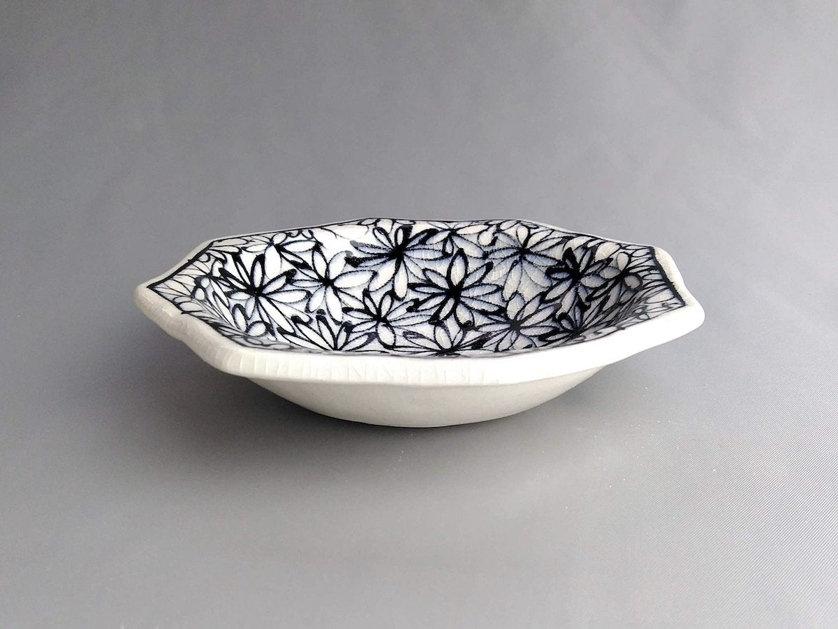 花詰八角小皿青【喜鶴製陶】