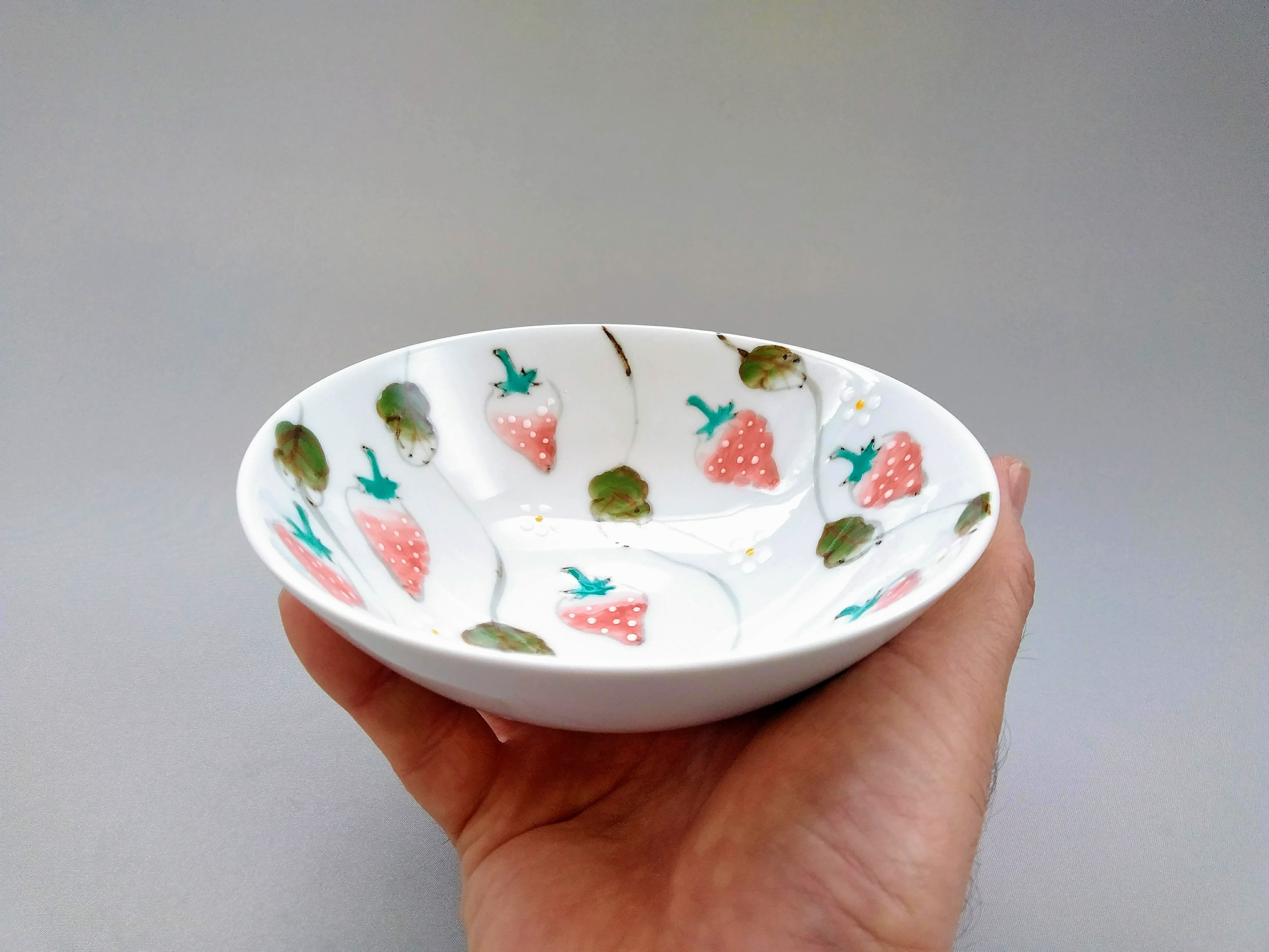 水彩苺平鉢【徳七窯】