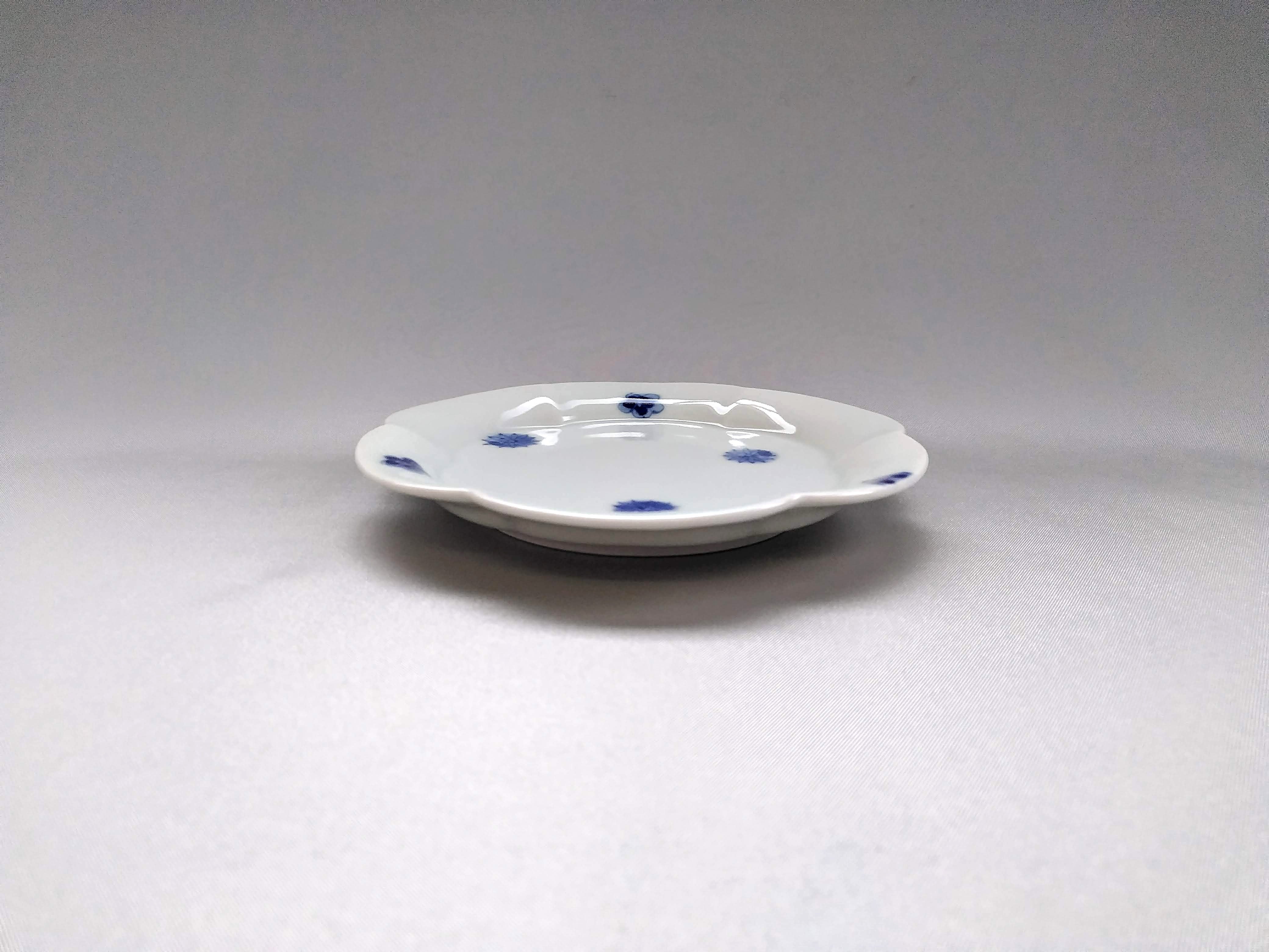 輪花皿 S 染付小花ちらし【皓洋窯】