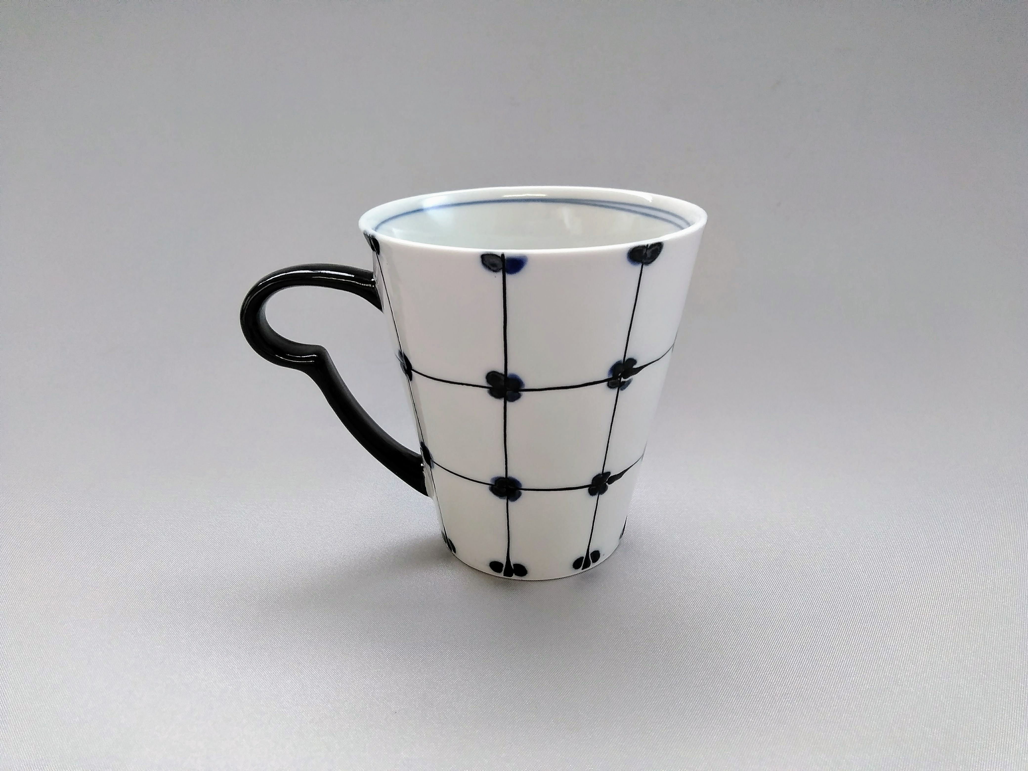 点格子マグ 青【福峰窯】