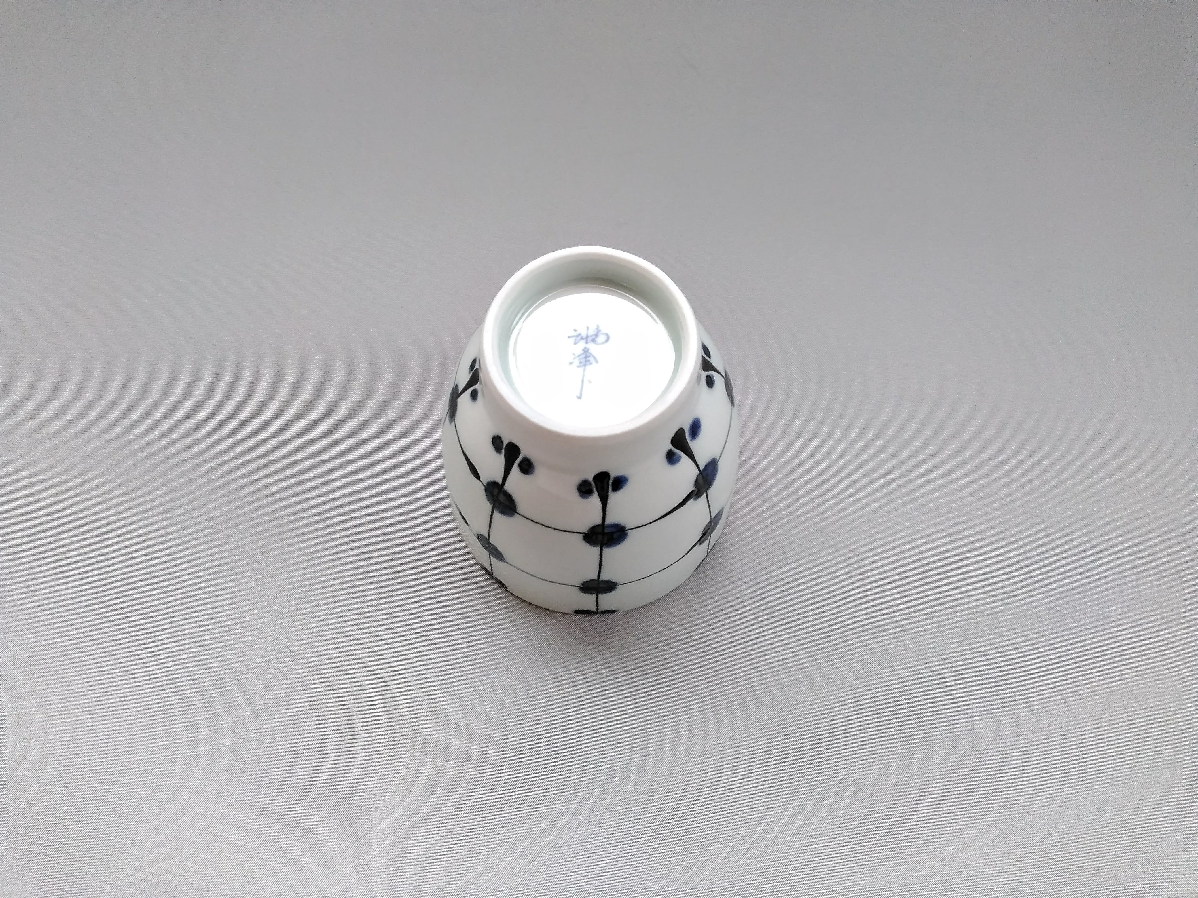 点格子湯呑 青【福峰窯】