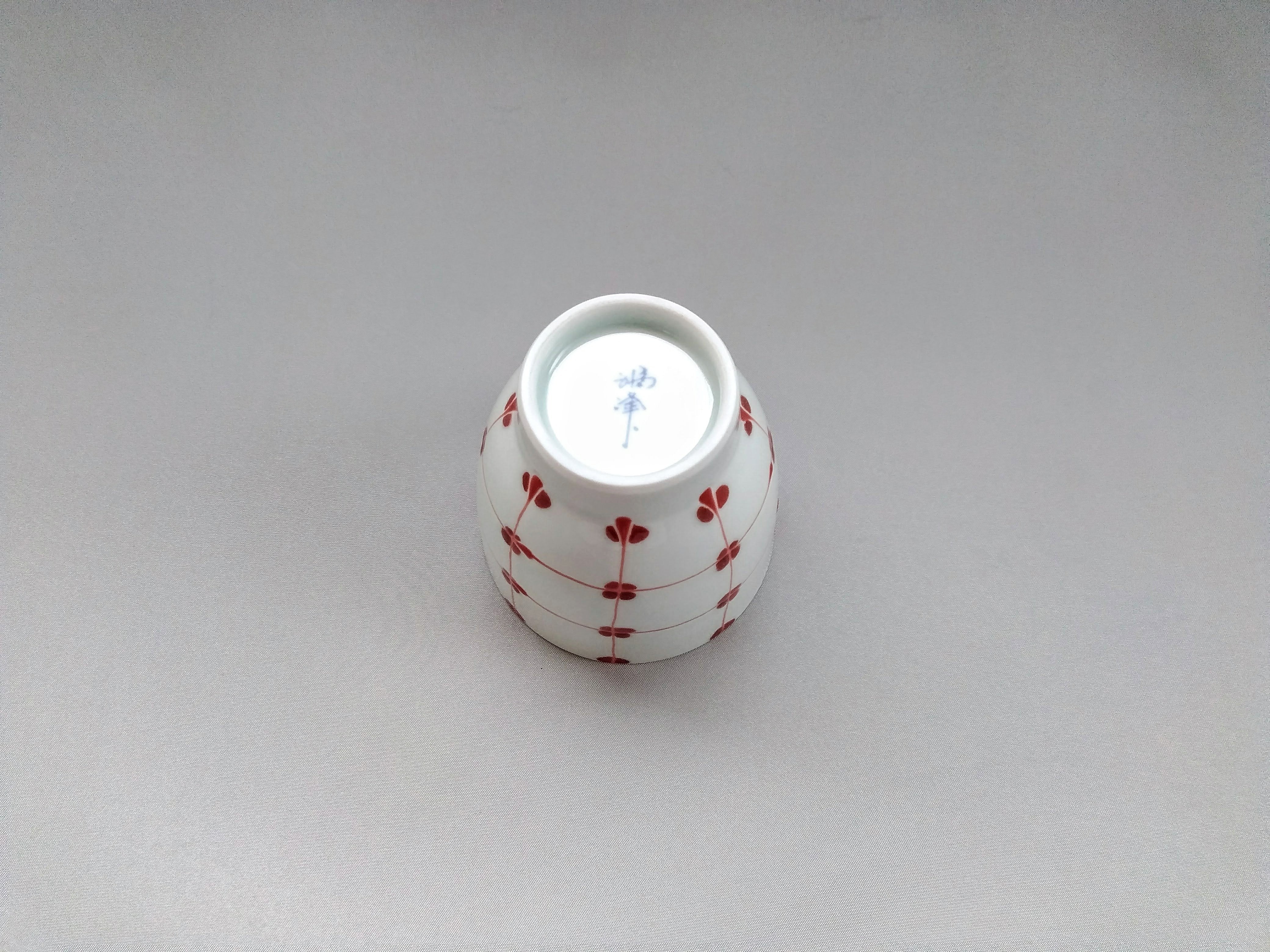 点格子湯呑 赤【福峰窯】