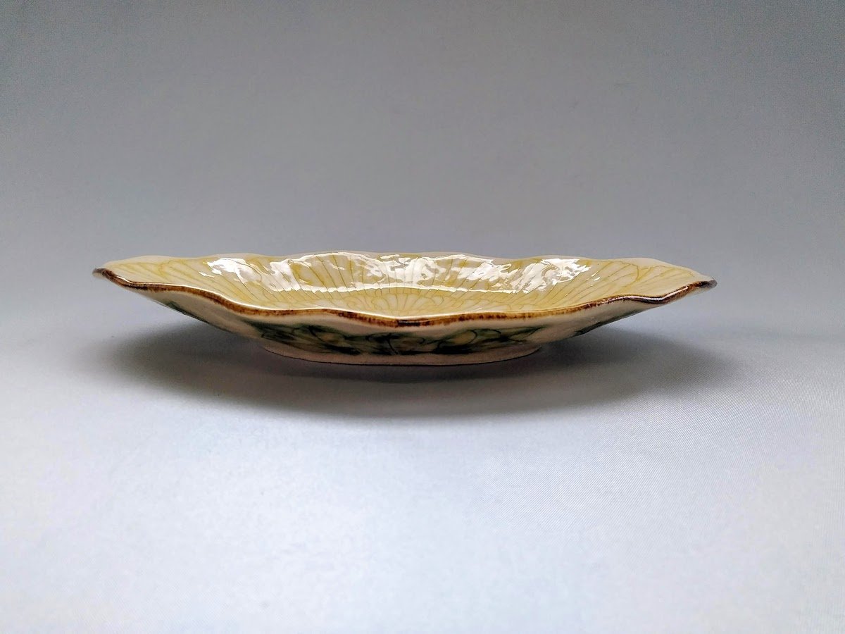 牡丹花舟形皿 黄【加藤芳平】