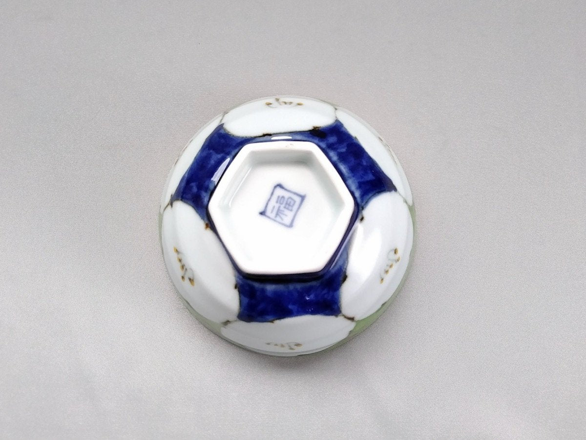 濃花六角高台飯碗緑【福峰窯】