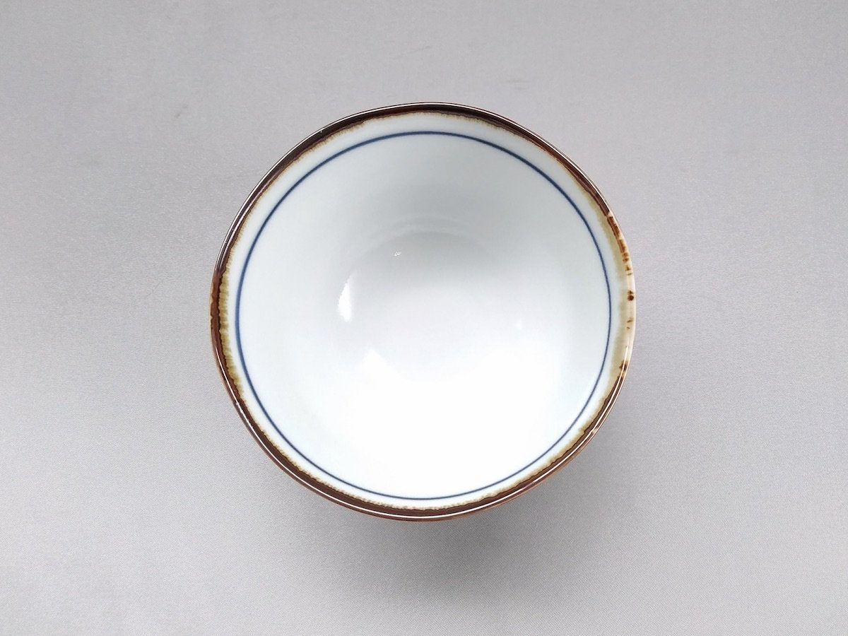 濃花六角高台飯碗赤【福峰窯】