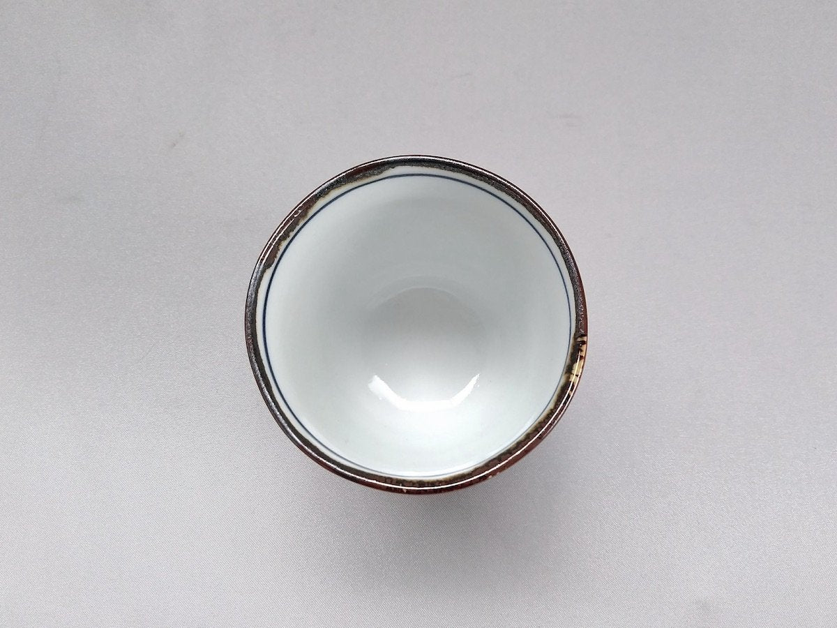 濃花六角高台湯呑赤【福峰窯】