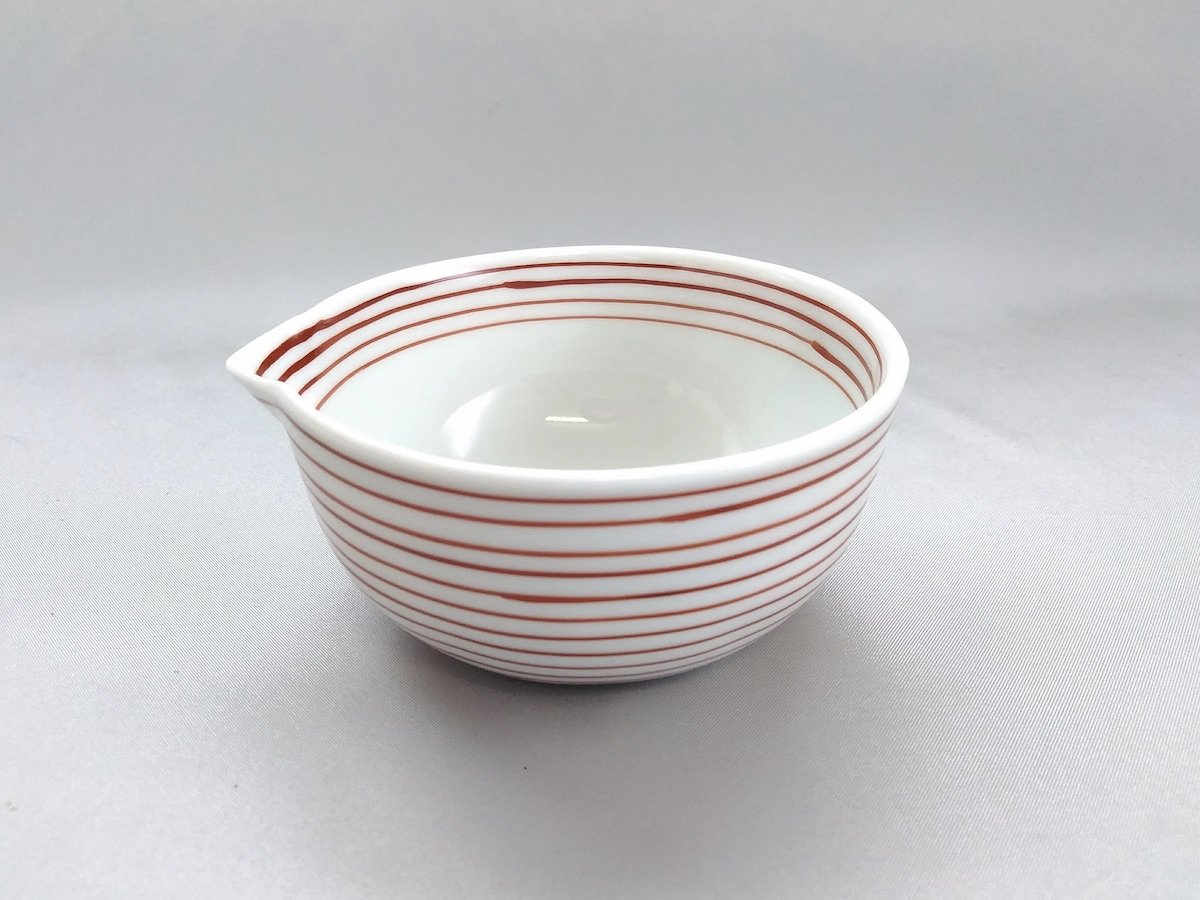 ラインライン片口豆鉢赤【康創窯】