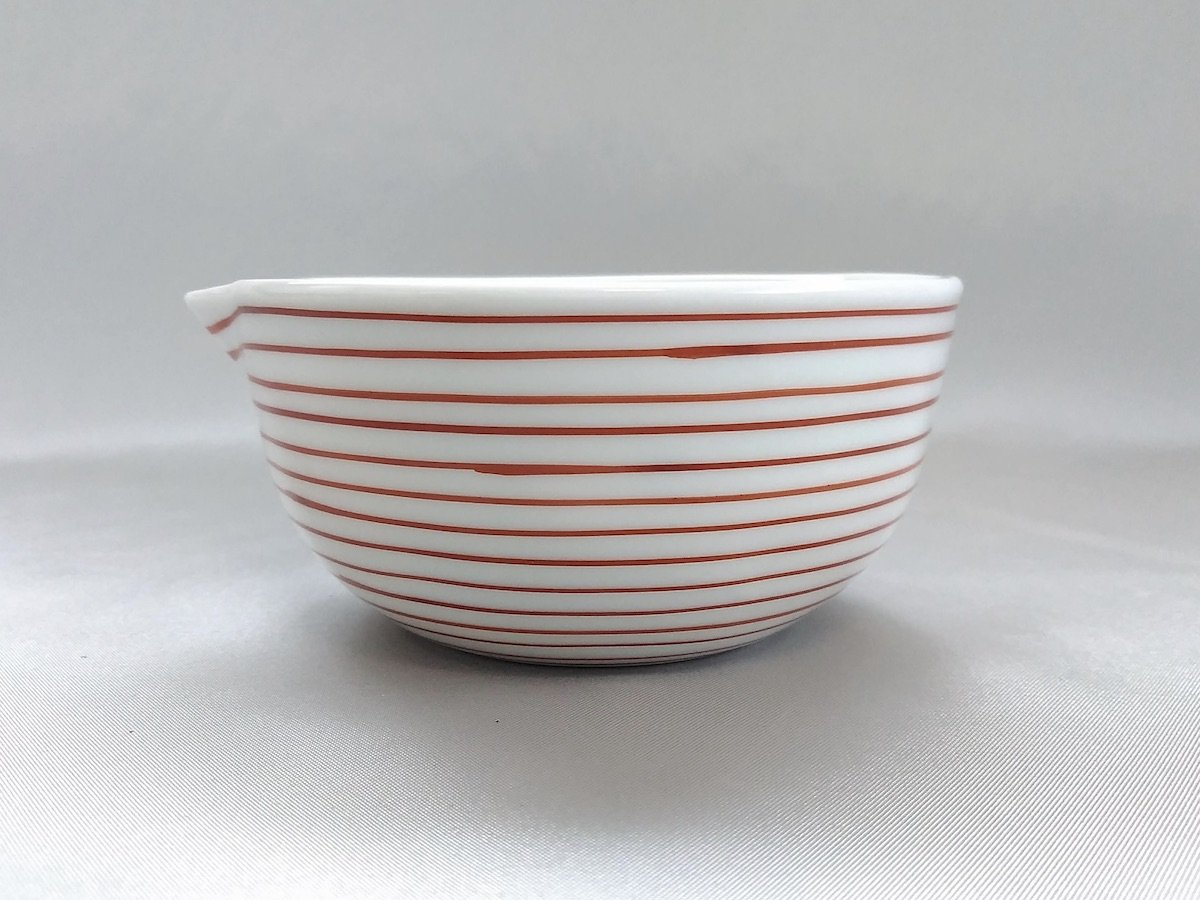 ラインライン片口豆鉢赤【康創窯】